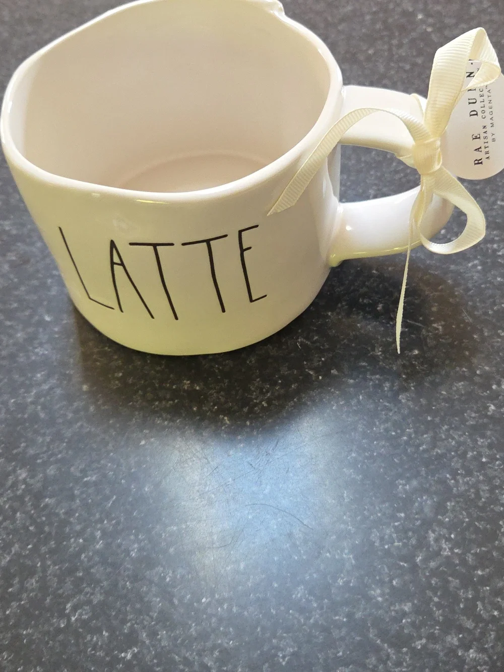 Rae Dunn LATTE Ceramic Mug Cream Lettered Coffee Cup Large New